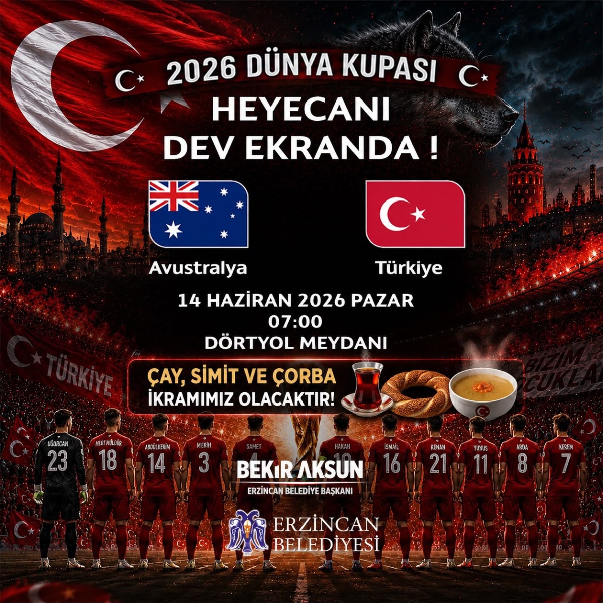 Erzincan’da Milli Heyecan Meydana Taşınıyor