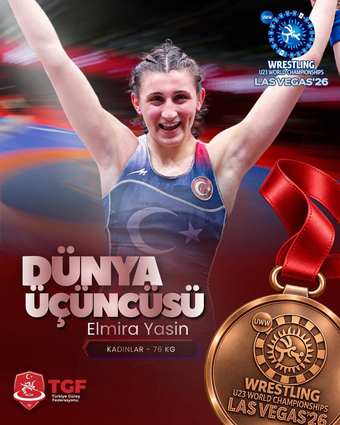 Erzincanlı Millî Güreşçi Elmira Yasin, Dünya Üçüncüsü Oldu