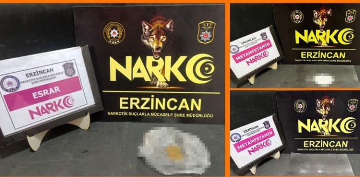 Erzincan’da 17 gram Metamfetamin,2,32 gram Esrar maddesi ele geçirildi