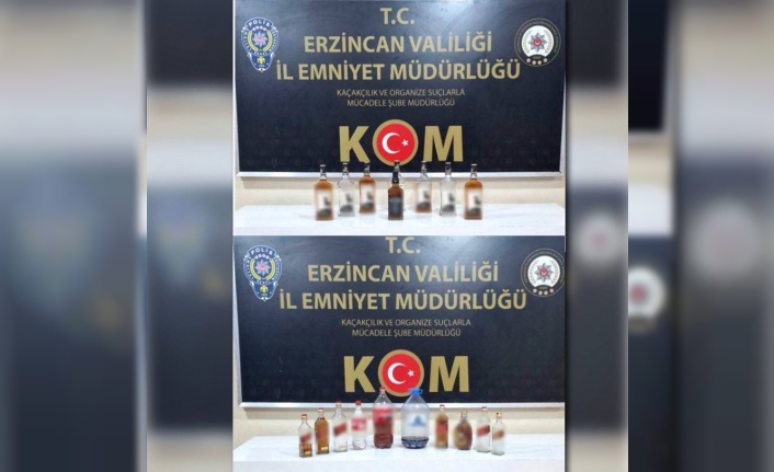Erzincan'da bir miktar kaçak ve el yapımı alkol ele geçirildi