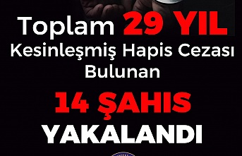 Erzincan’da 29 yıl 3 ay 29 gün hapis cezası olan 6 kişi yakalandı