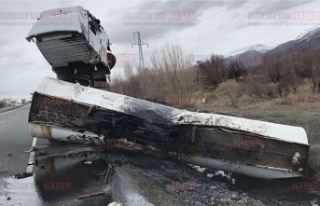 Zift yüklü tanker devrildi; 1 Yaralı