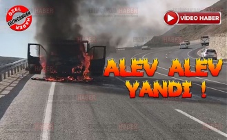 Seyir Halindeki Kamyonet Alev Alev Yandı